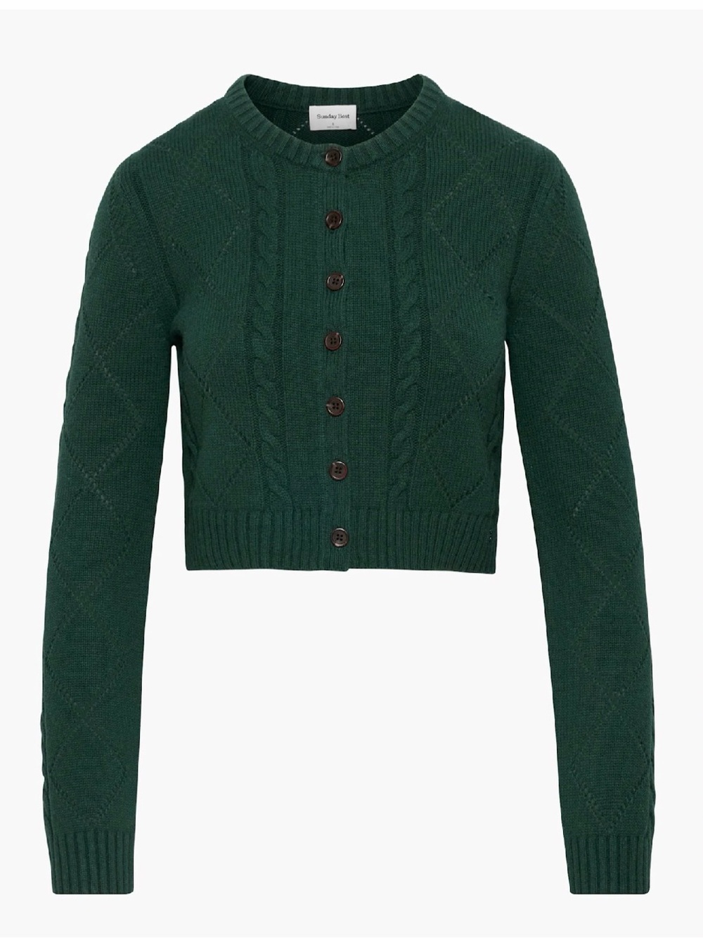 Aritzia Sunday best Dark Green merino wool  Cropped Cardigan